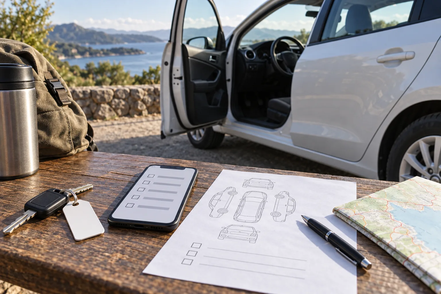 Clés, état du véhicule et checklist d’une voiture de location