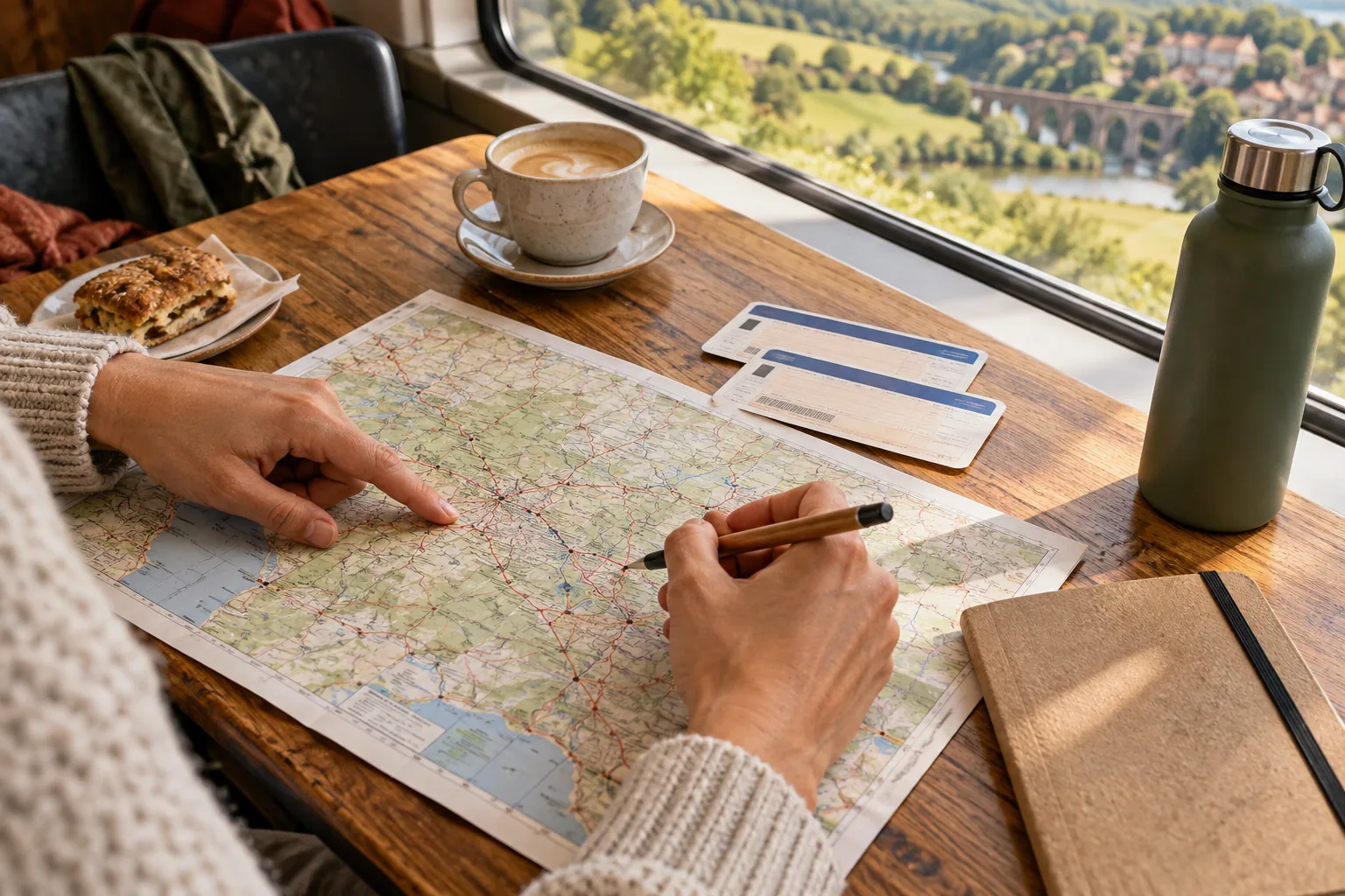 Itinéraire ferroviaire préparé sur une carte