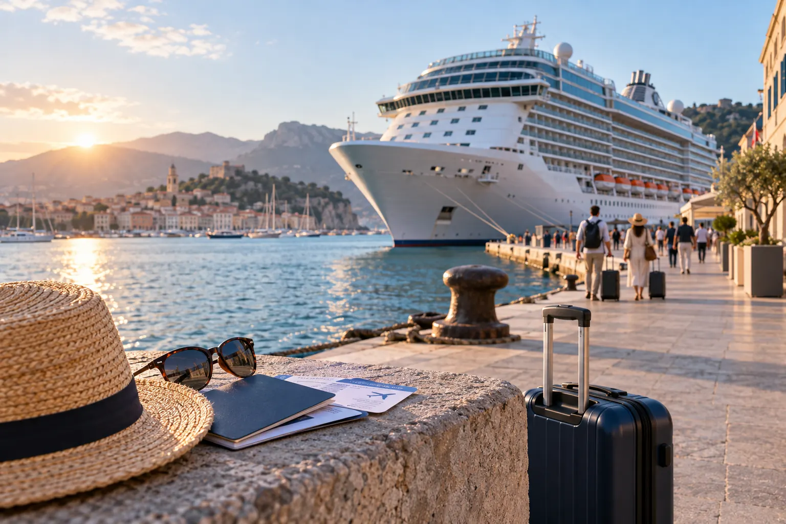 Navire de croisière au port avant l’embarquement