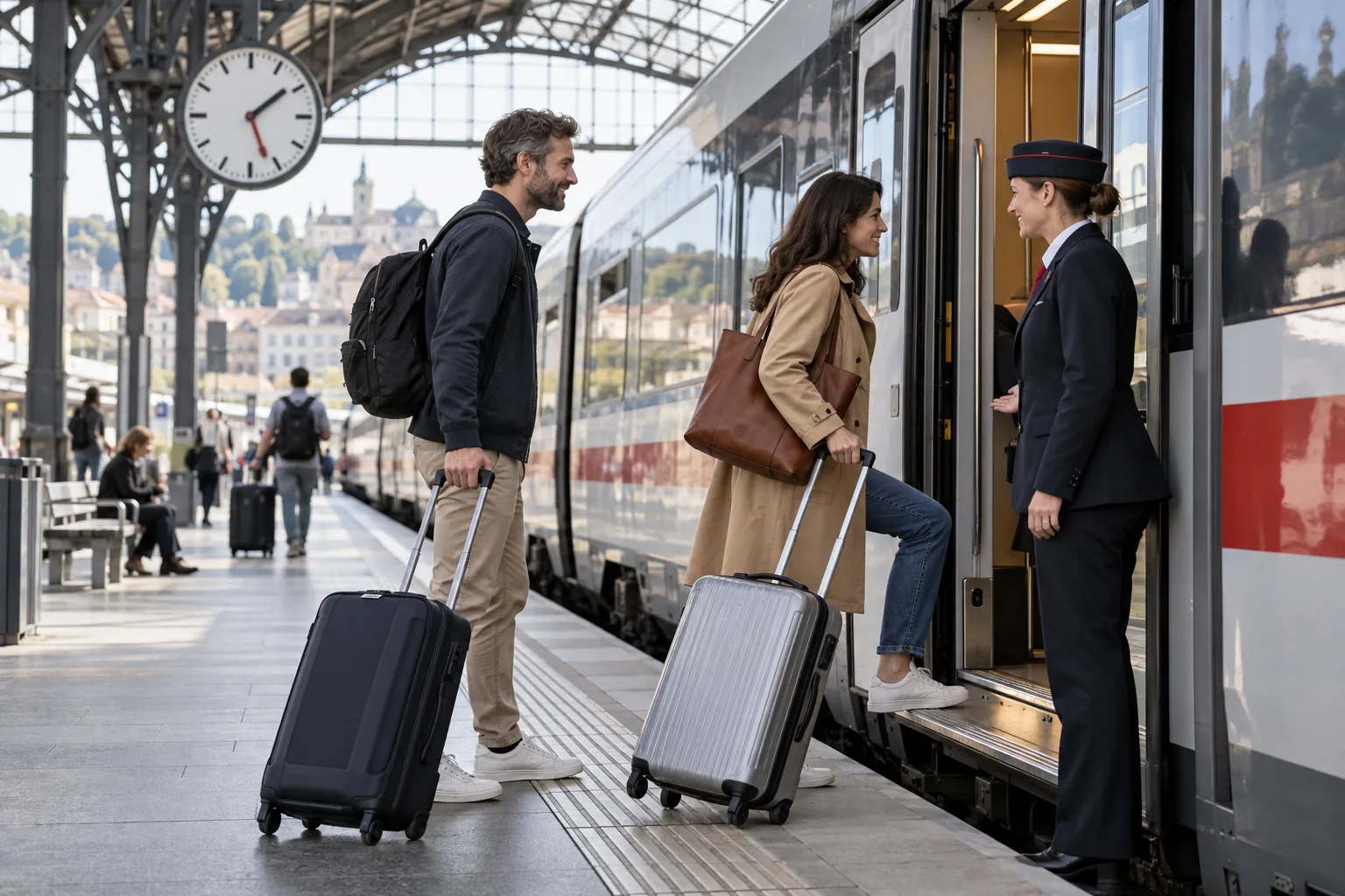 Illustration éditoriale : départ en train