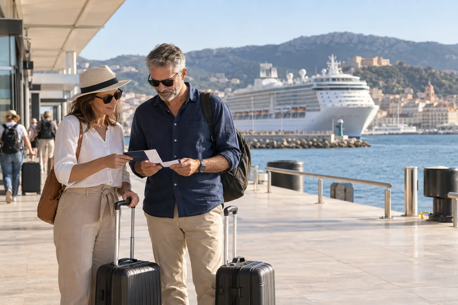 Navire de croisière naviguant au large d’une côte